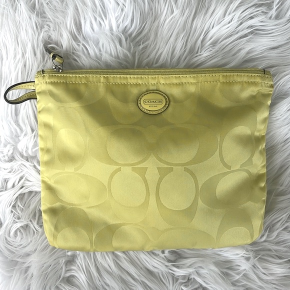Coach Signature Nylon Cosmetic Bag Citrine/yellow, Mint Condition - Picture 2 of 12